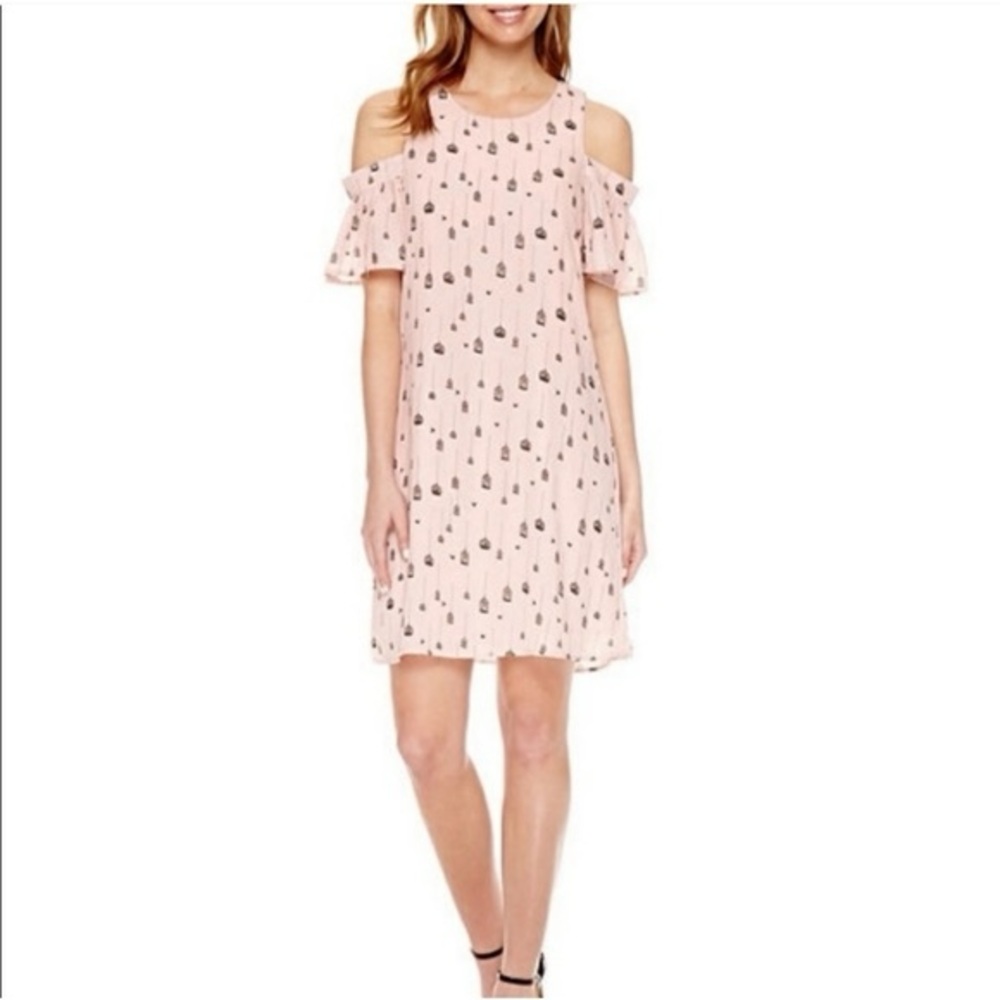 City Streets Pink Cold Shoulder Birdcage Dress